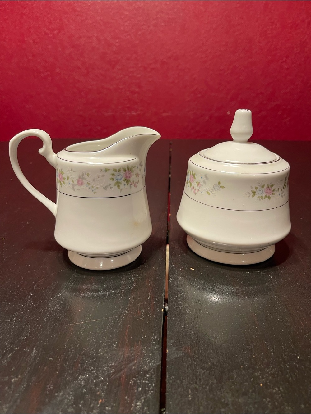 Vintage Sango fine china creamer and sugar bowl set